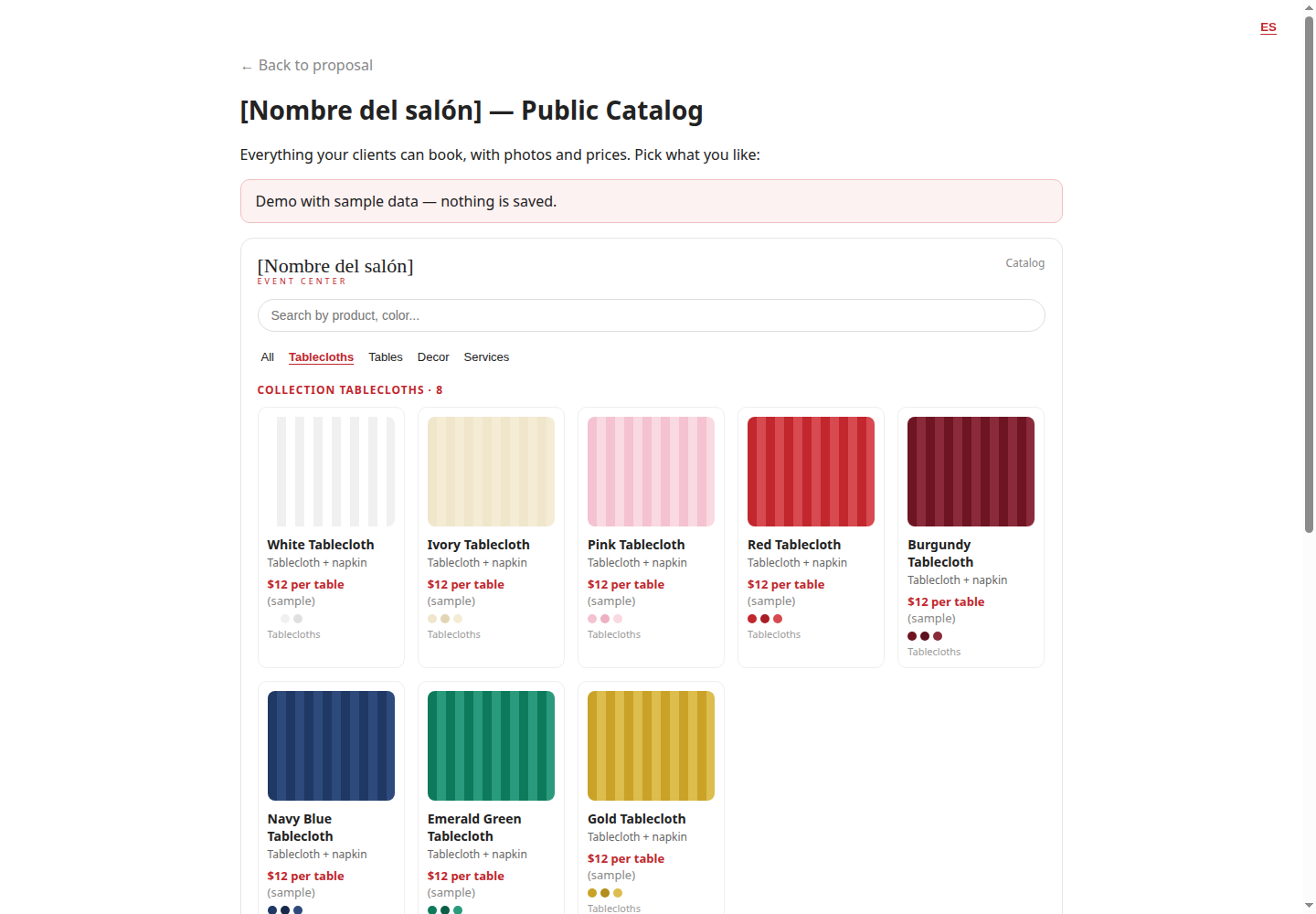 Product catalog example
